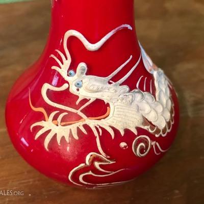 Dragon Handpainted Japanese Ceramic Vases