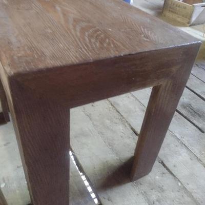 Pair of Hand-Crafted Wormy Chestnut Side Tables
