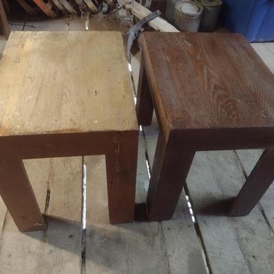 Pair of Hand-Crafted Wormy Chestnut Side Tables