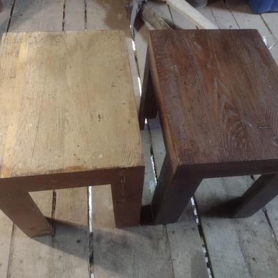 Pair of Hand-Crafted Wormy Chestnut Side Tables