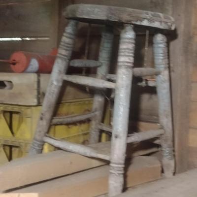 Antique Wood Sitting Stool