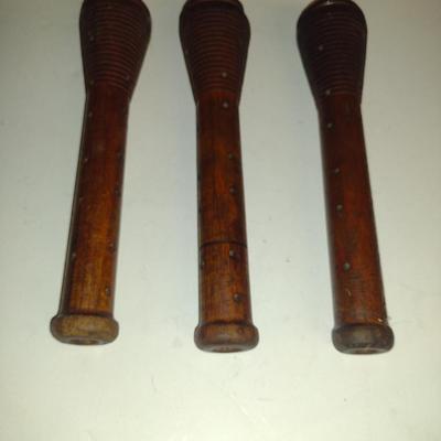 Three Wooden Antique Textile Bobbins/Spools