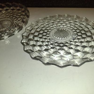 Pair of Vintage Fostoria American Clear Cake Plates/ Platters