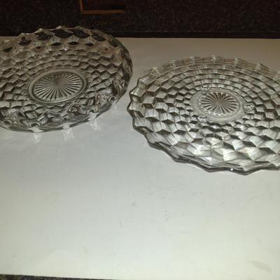 Pair of Vintage Fostoria American Clear Cake Plates/ Platters