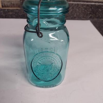 Blue American Bicentennial Bale Top Ball Jar