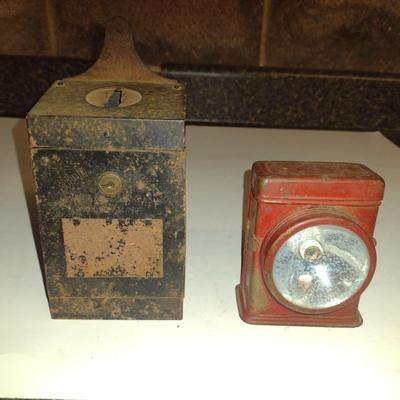 Pair of Vintage Collectibles- Metal Bank and Flashlight