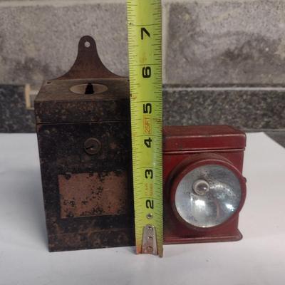 Pair of Vintage Collectibles- Metal Bank and Flashlight