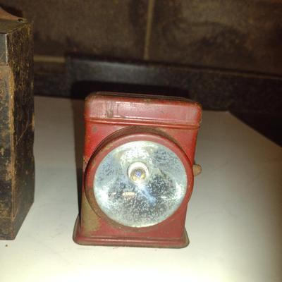 Pair of Vintage Collectibles- Metal Bank and Flashlight