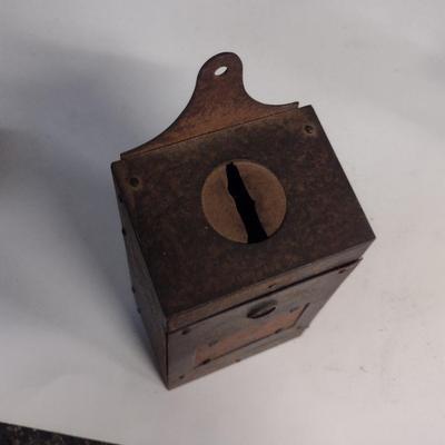 Pair of Vintage Collectibles- Metal Bank and Flashlight