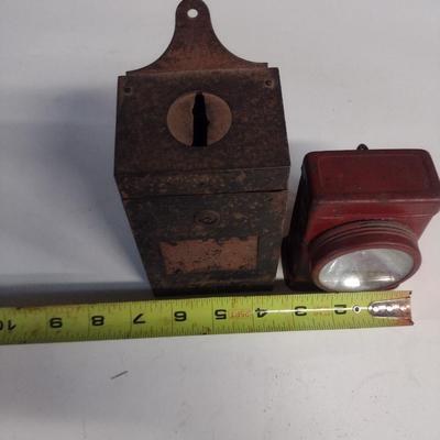 Pair of Vintage Collectibles- Metal Bank and Flashlight