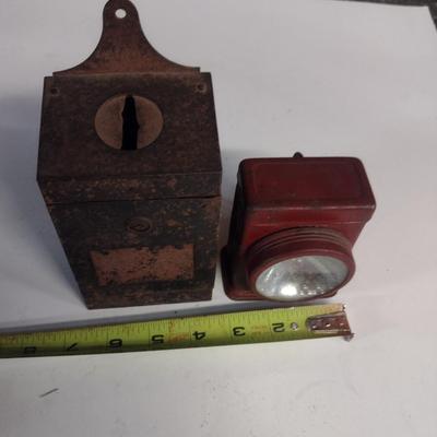 Pair of Vintage Collectibles- Metal Bank and Flashlight