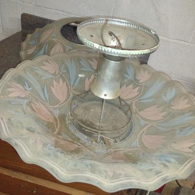 Hanging Light Fixture with Pair of Glass Shades