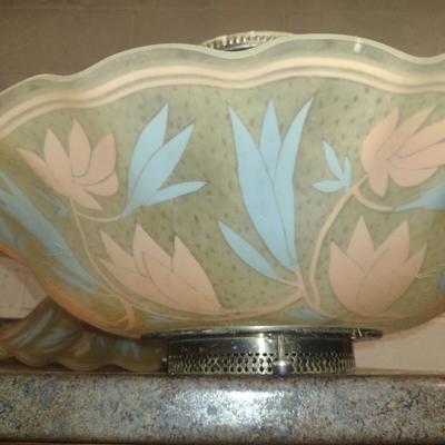 Hanging Light Fixture with Pair of Glass Shades