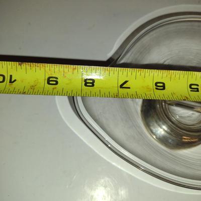 Web Small, Divided Glass Relish Dish with Weighted Sterling Silver Base