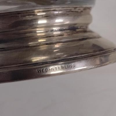 Web Small, Divided Glass Relish Dish with Weighted Sterling Silver Base