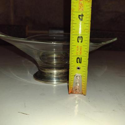 Web Small, Divided Glass Relish Dish with Weighted Sterling Silver Base