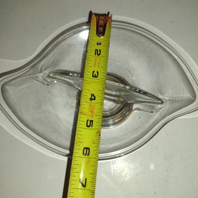Web Small, Divided Glass Relish Dish with Weighted Sterling Silver Base