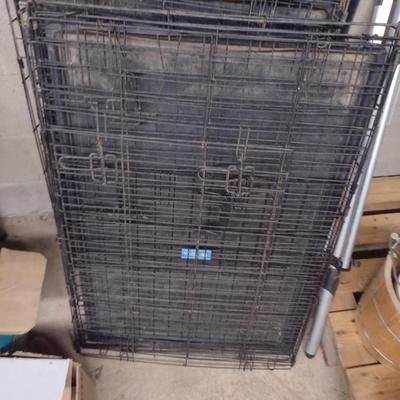 Pair of Metal Dog Crates with Bottom Pan Insert- Approx 24" x 36"