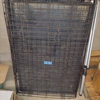 Pair of Metal Dog Crates with Bottom Pan Insert- Approx 24" x 36"