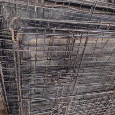 Pair of Metal Dog Crates with Bottom Pan Insert- Approx 24" x 36"