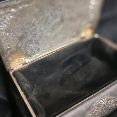 Antique Silver-Plated Floral Jewelry Box with Velvet Lining | Ornate Footed Trinket Box