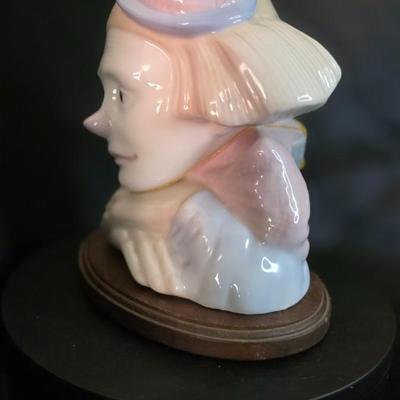 Paul Sebastian “Feelings” Porcelain Clown Bust by Meico – Vintage 1980s Glazed Figurine on Wooden Base