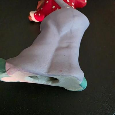 Vintage Hand-Painted Ceramic Clown Figurine – Polka Dot Performer with Violin