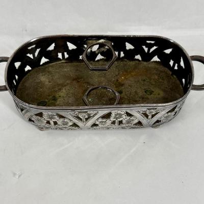 Sale Photo Thumbnail #154: The tray is made by the Forbes Silver Company and is silver-plated. It is described as a "quadruple plate," which refers to a specific type of silver-plating process