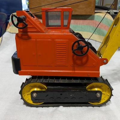 Vintage Nylint Steam Shovel Excavator Crane Pressed Steel Toy 1960s Orange USA