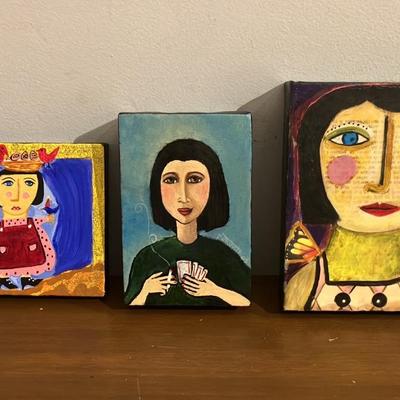 Three Original Paintings on Canvas - Outsider Art