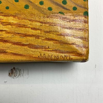 Sale Photo Thumbnail #1835: unframed- canvas measurements are 18" high x 36" wide 
signed lower right 
good condition