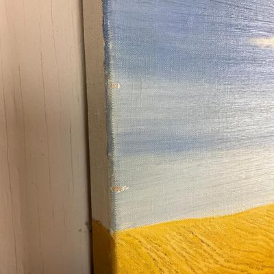 Sale Photo Thumbnail #1837: unframed- canvas measurements are 18" high x 36" wide 
signed lower right 
good condition