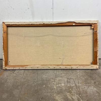 Sale Photo Thumbnail #1840: unframed- canvas measurements are 18" high x 36" wide 
signed lower right 
good condition