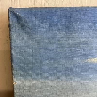 Sale Photo Thumbnail #1838: unframed- canvas measurements are 18" high x 36" wide 
signed lower right 
good condition