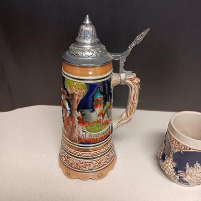 MUSICAL GERMAN STEIN WITH SWISS MOVEMENT PLUS A MUG MADE IN GERMANY