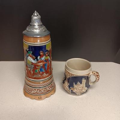 MUSICAL GERMAN STEIN WITH SWISS MOVEMENT PLUS A MUG MADE IN GERMANY