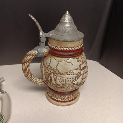 2 HAND PAINTED BEER STEINS BY AVON