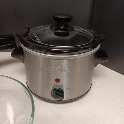 SMALLER CROCK POT, PRESSURE COOKER AND A SERVING BOWL