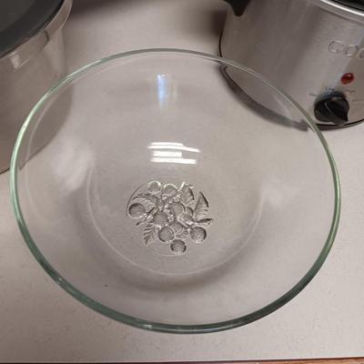 SMALLER CROCK POT, PRESSURE COOKER AND A SERVING BOWL