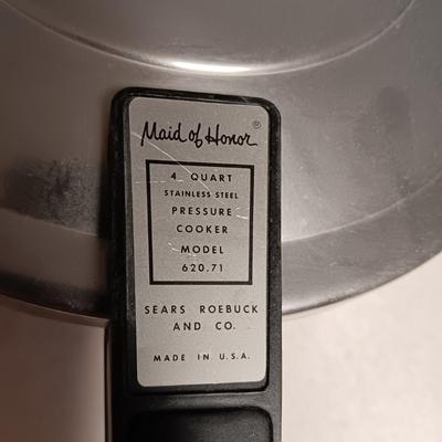 SMALLER CROCK POT, PRESSURE COOKER AND A SERVING BOWL