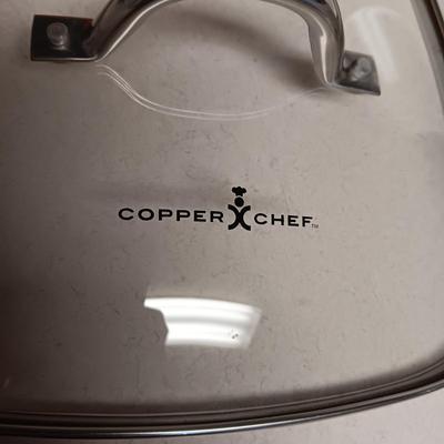 COPPER CHEF SKILLET, SERVING BOWWL AND PLATTER