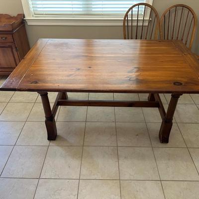 Solid Wood Dining Table with 6 Windsor Chairs