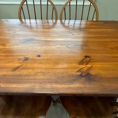 Solid Wood Dining Table with 6 Windsor Chairs