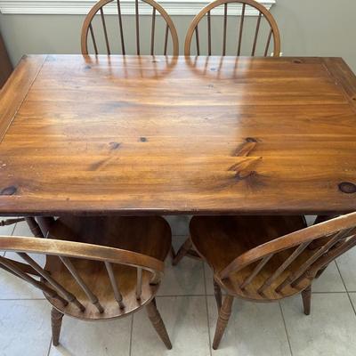 Solid Wood Dining Table with 6 Windsor Chairs