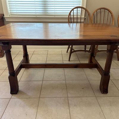 Solid Wood Dining Table with 6 Windsor Chairs