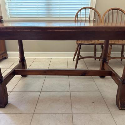 Solid Wood Dining Table with 6 Windsor Chairs