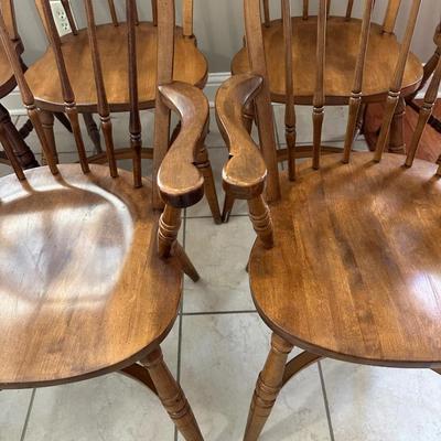 Solid Wood Dining Table with 6 Windsor Chairs