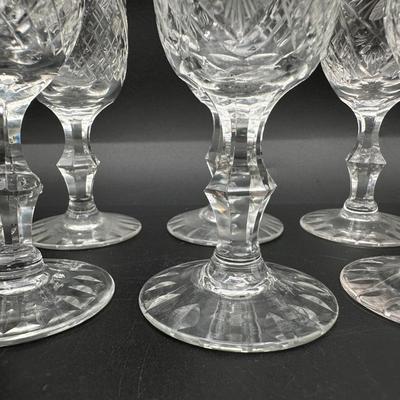 Cut Crystal Wine Glasses with Etched Rose Design