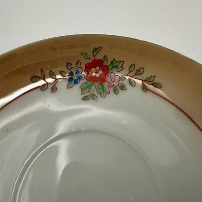 Vintage TA Japan Hand-Painted Floral Cups and Saucers