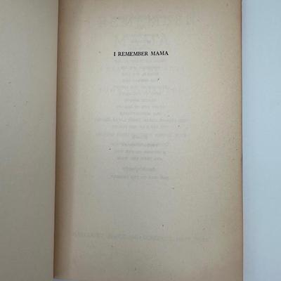 I Remember Mama By John Van Druten - FIRST EDITION